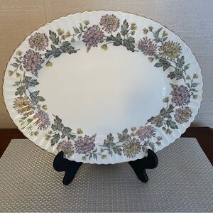 Roslyn Fine Bone China with Pink and Yellow Chrysanthemums Floral Oval Platter